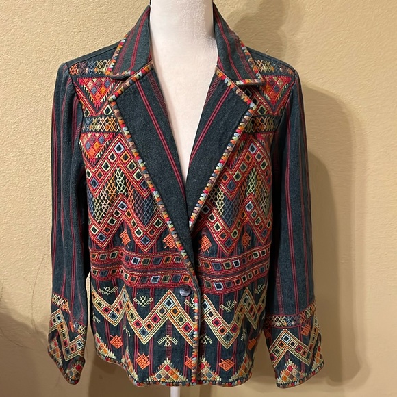 🧥 LN bonnie & norma brand women’s jean jacket with embroidery - Picture 1 of 12